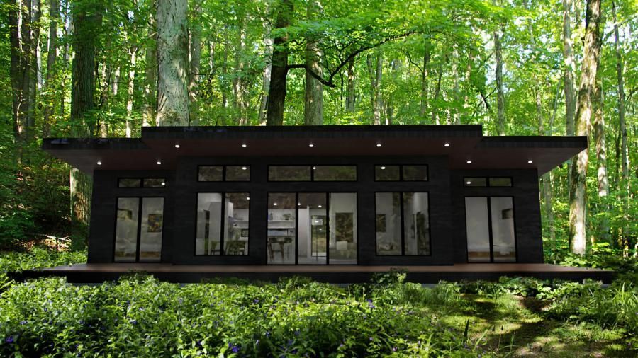 Small house in the middle of a forest